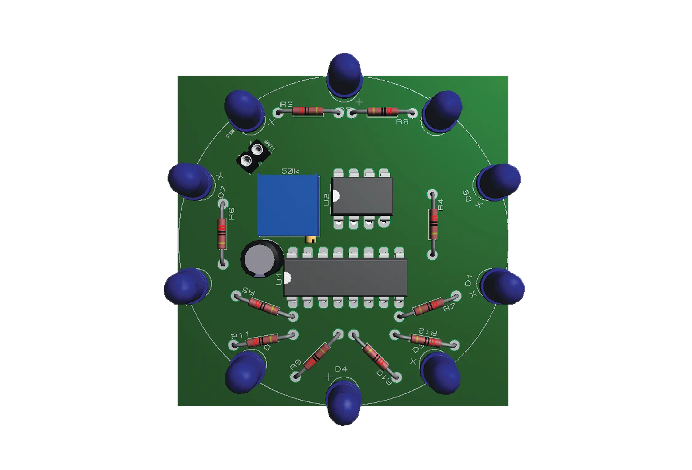 سایت الکترومد | پروژه رقص نور دایره ای + مدار و PCB